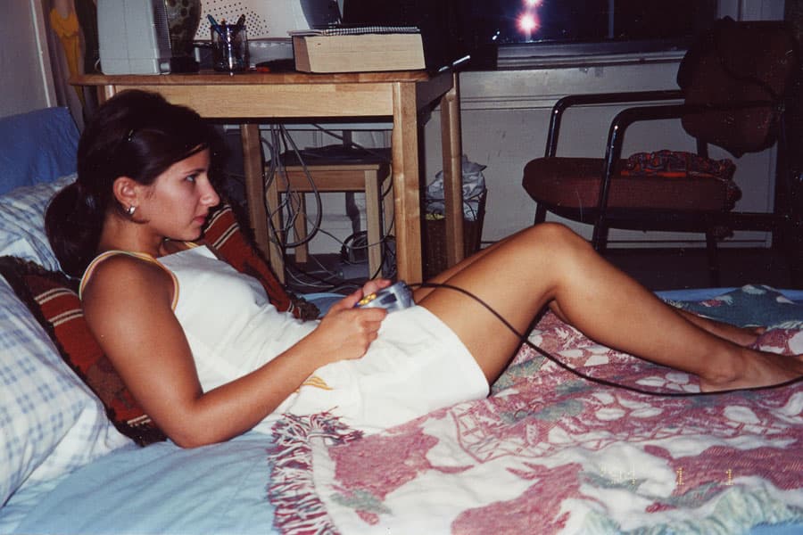 Maria playing Tetris