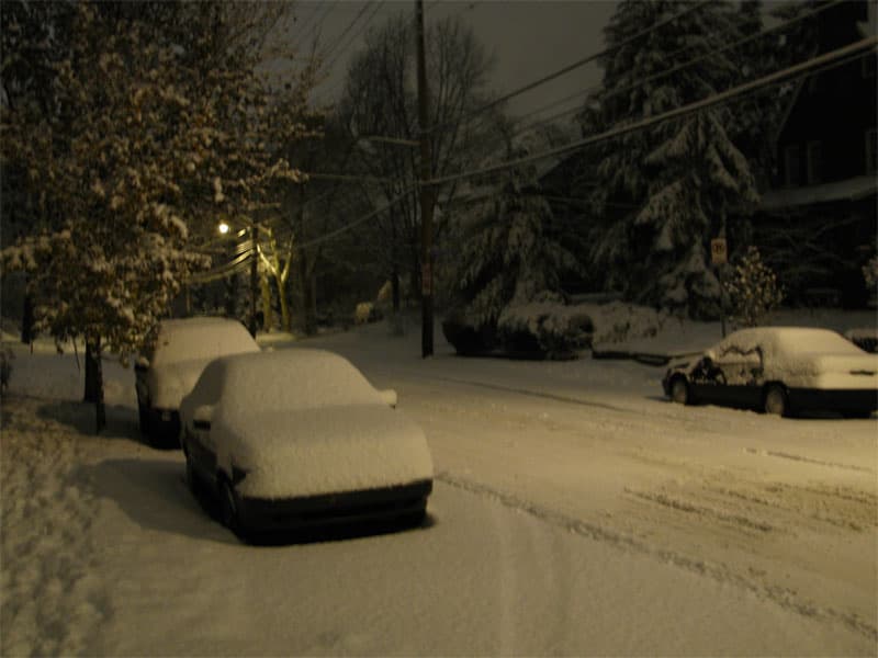Late-night walk in new snow