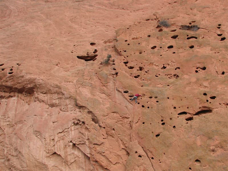 That little red speck is a climber