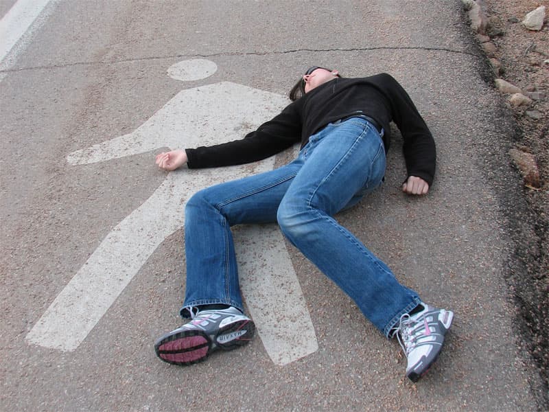 Anna following roadside instructions