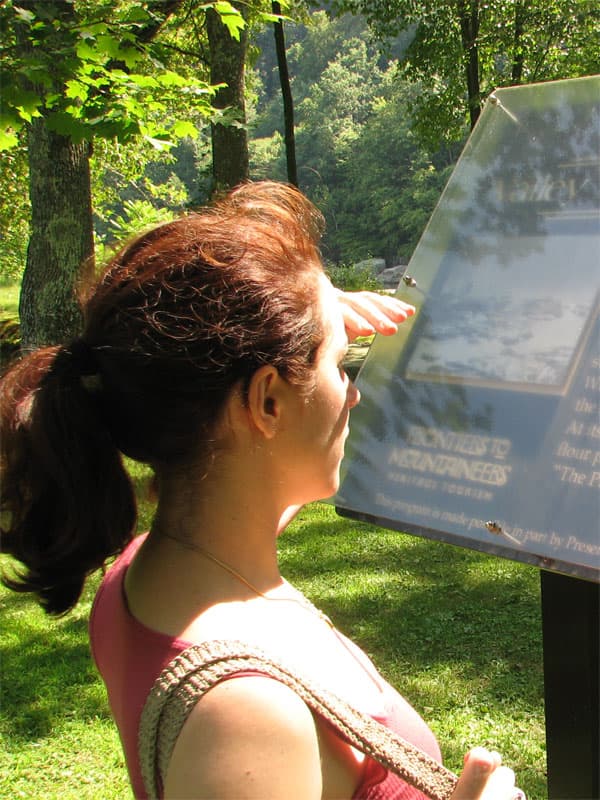 Tracy reading about the old mill