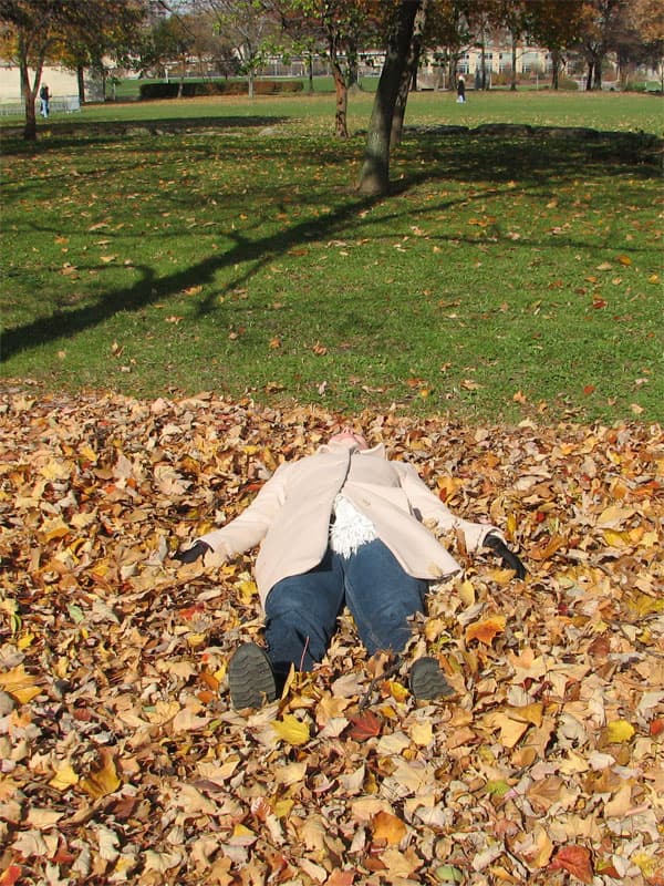 Tracy enjoying the leaves