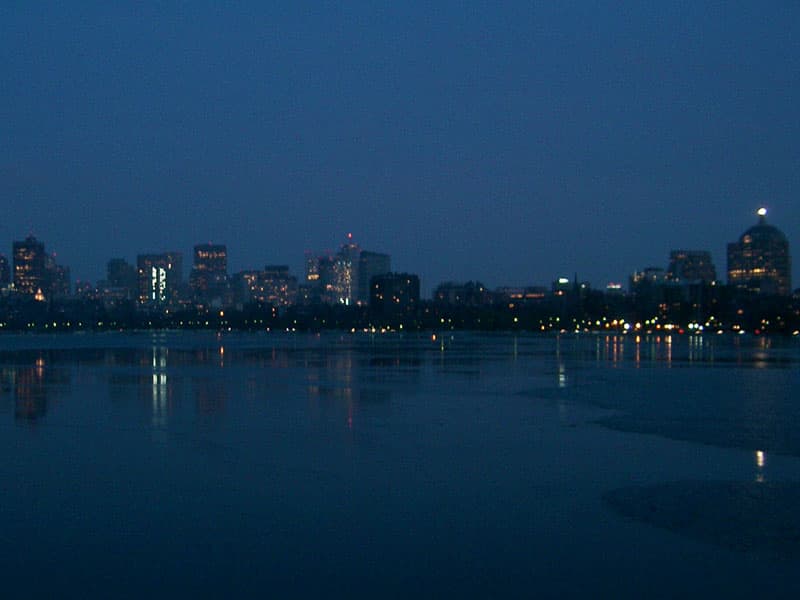 Boston, Charles River at twilight
