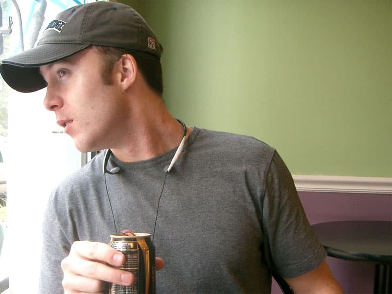 Allen looking out the window