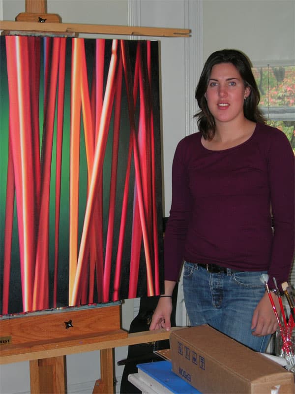 Anna at her painting easel