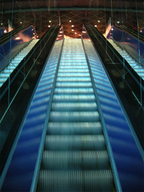 Bottom of escalator