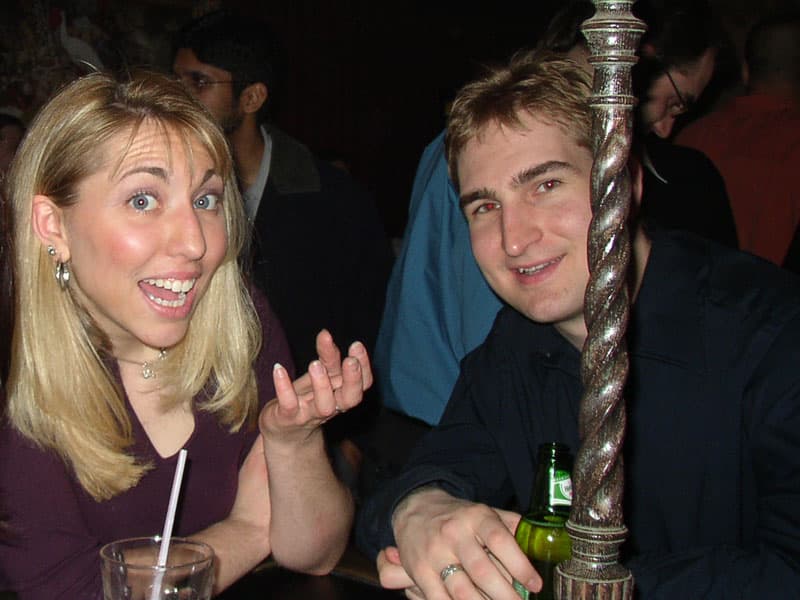 Chris hitting on a blonde