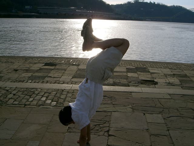 Jeff attempting a handstand