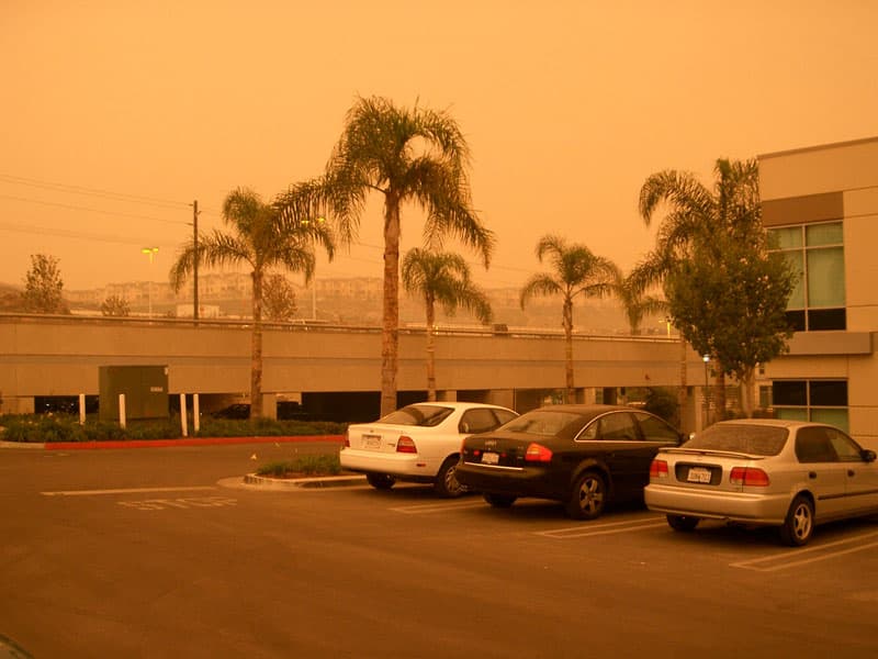 Work parking lot during fires