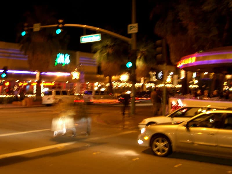 Palm Springs strip at night