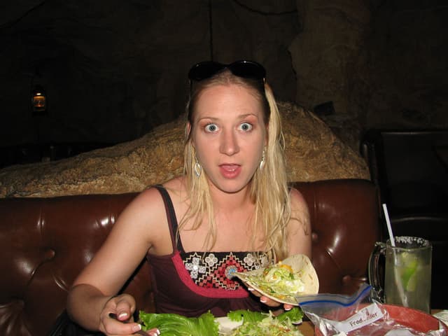 Lara eating at Casa Bonita